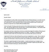 North Jefferson Middle School Letter